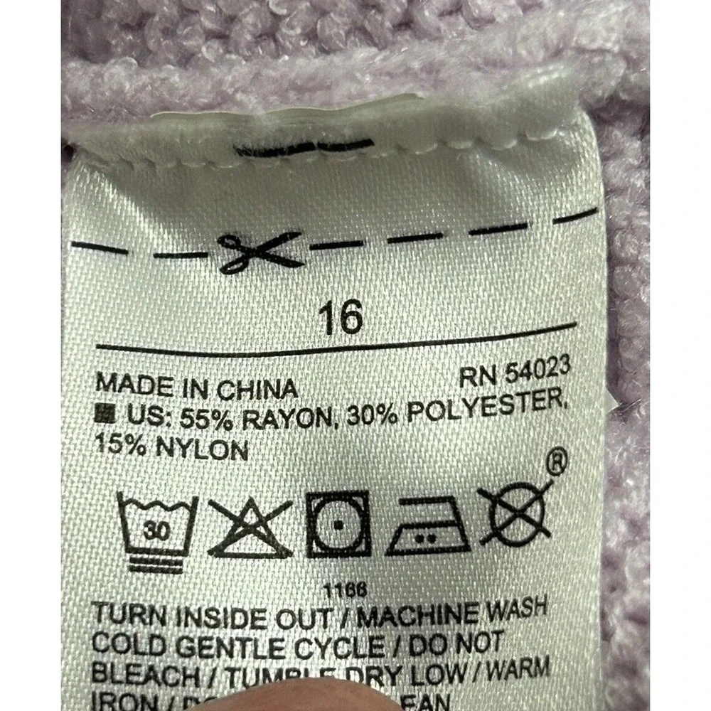 Janie and Jack Size‎ 16 Girls Purple Balloon Sleeves 3 Buttons On Back Sweater